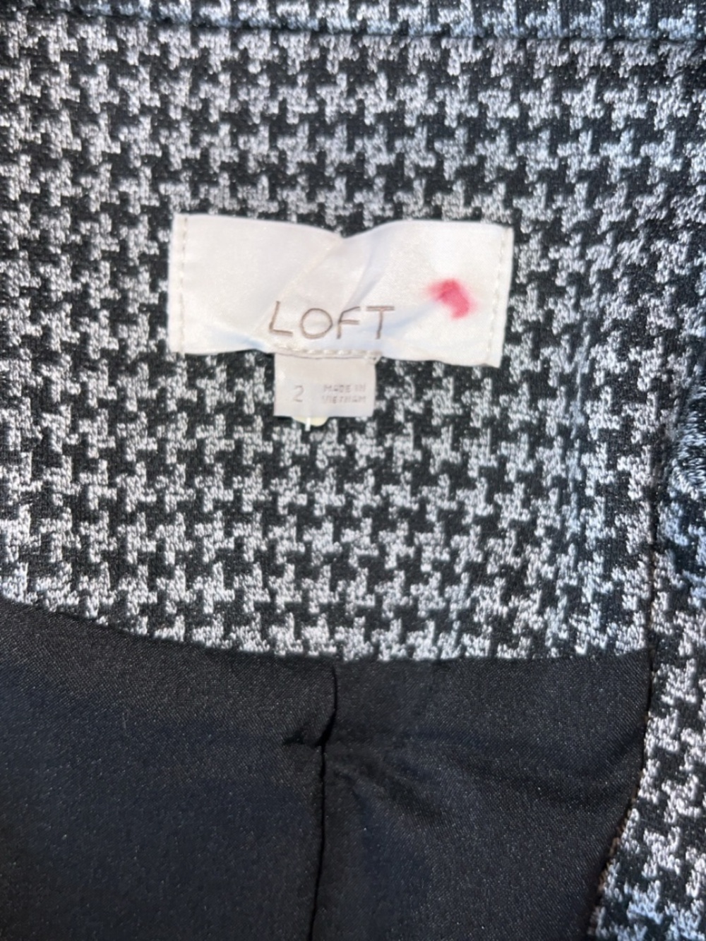 🔥 LOFT Black & Gray Houndstooth Blazer Size 2 NWT Chic Tailored Career Jacket - Picture 6 of 7